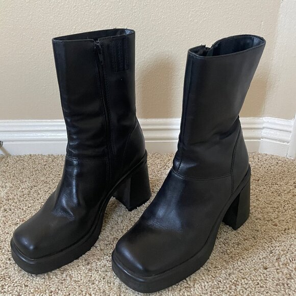 Square Toe Platform Boots - Picture 1 of 8
